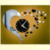 Horloge Coeur Noire Miroir  :80 x 67cm