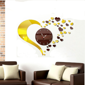horloge coeur dore mirroir s