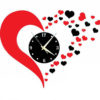 Horloge Coeur rouge noir  :80 x 67cm