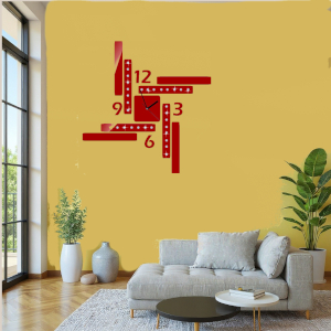 Horloge rouge avec de petits miroirs