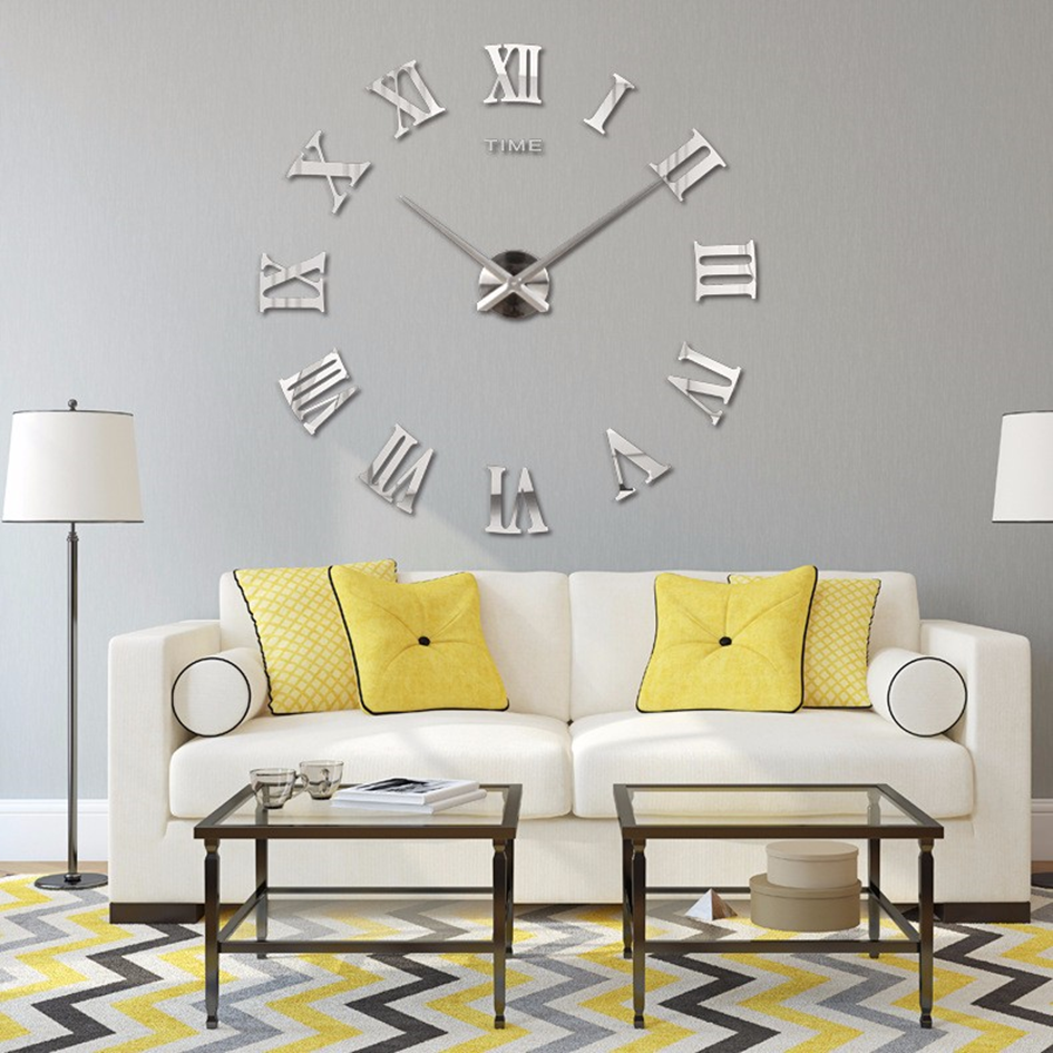 horloge taille large miroir chiffre romain