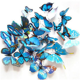 Sticker 3D - Papillon mix bleu et liberty