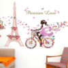 Sticker Femme avec de papillons & tour eiffel