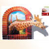 Sticker fenêtre trompe œil avec girafe