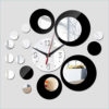 Horloge Noire Miroir – cercles – Taille Large – 80 X 80cm