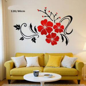 deco 3d fleurs rouge noir 10