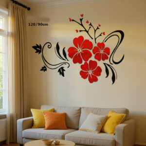 deco 3d fleurs rouge noir 6