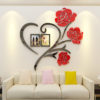 Sticker 3D avec 2 Cadres Photos + fleurs rouge  100 X 100 cm