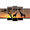 Tableau coucher du soleil avec les girafes