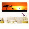 Tableau paysage coucher du soleil avec girafe