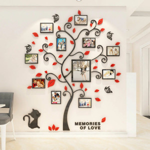 sticker Arbre avec cadres photos ROUGE noir 2116 s