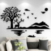 sticker 3d noir arbre paysage L: 200 x 122 cm