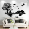 sticker 3d noir arbre paysage L: 200 x 122 cm