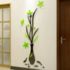 Sticker 3d pot fleur vert noir 140 x 54 cm