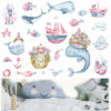 Sticker enfant baleines bateaux