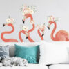 Sticker Flamants roses avec fleurs