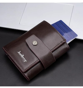 Portefeuille homme RFID à trois volets avec porte-cartes multiples en cuir PU