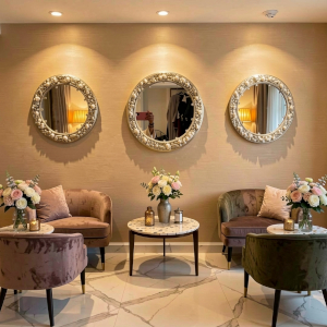 3 décos miroir argenté avec coquillages et cristal