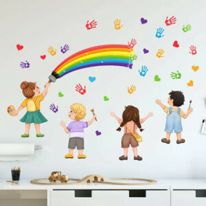 - Autocollant arc en ciel avec les enfants