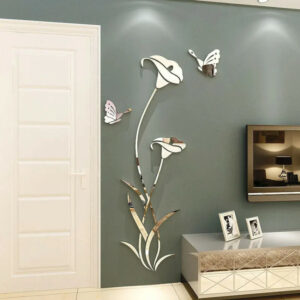 Autocollant 3d fleur miroir 150 x 79 cm