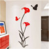 Autocollant 3d fleur rouge noir 150 x 79 cm