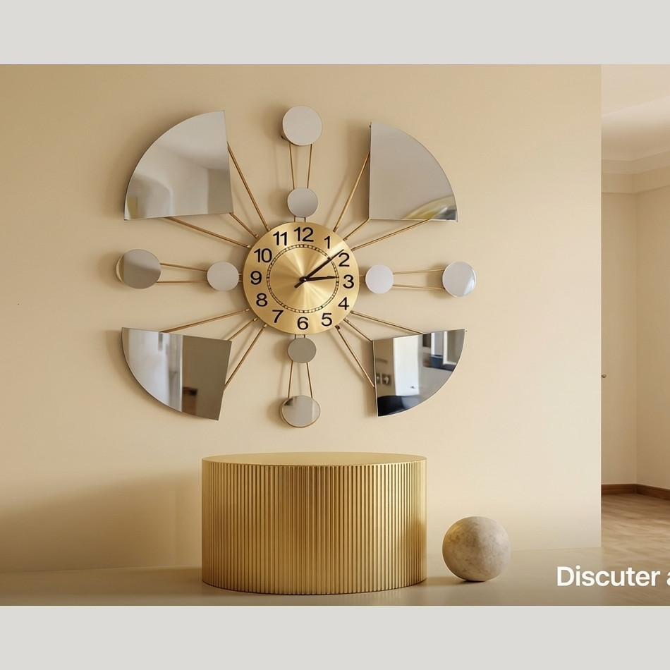 horloge miroir doré