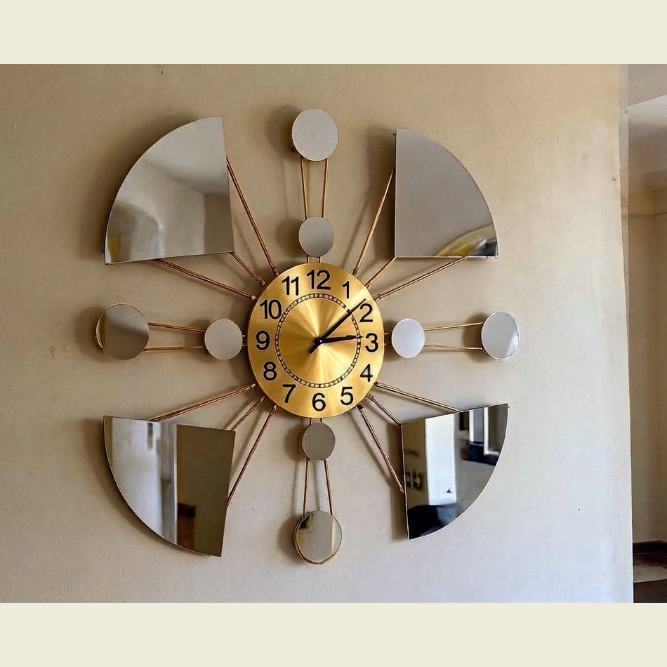horloge miroir doré 1