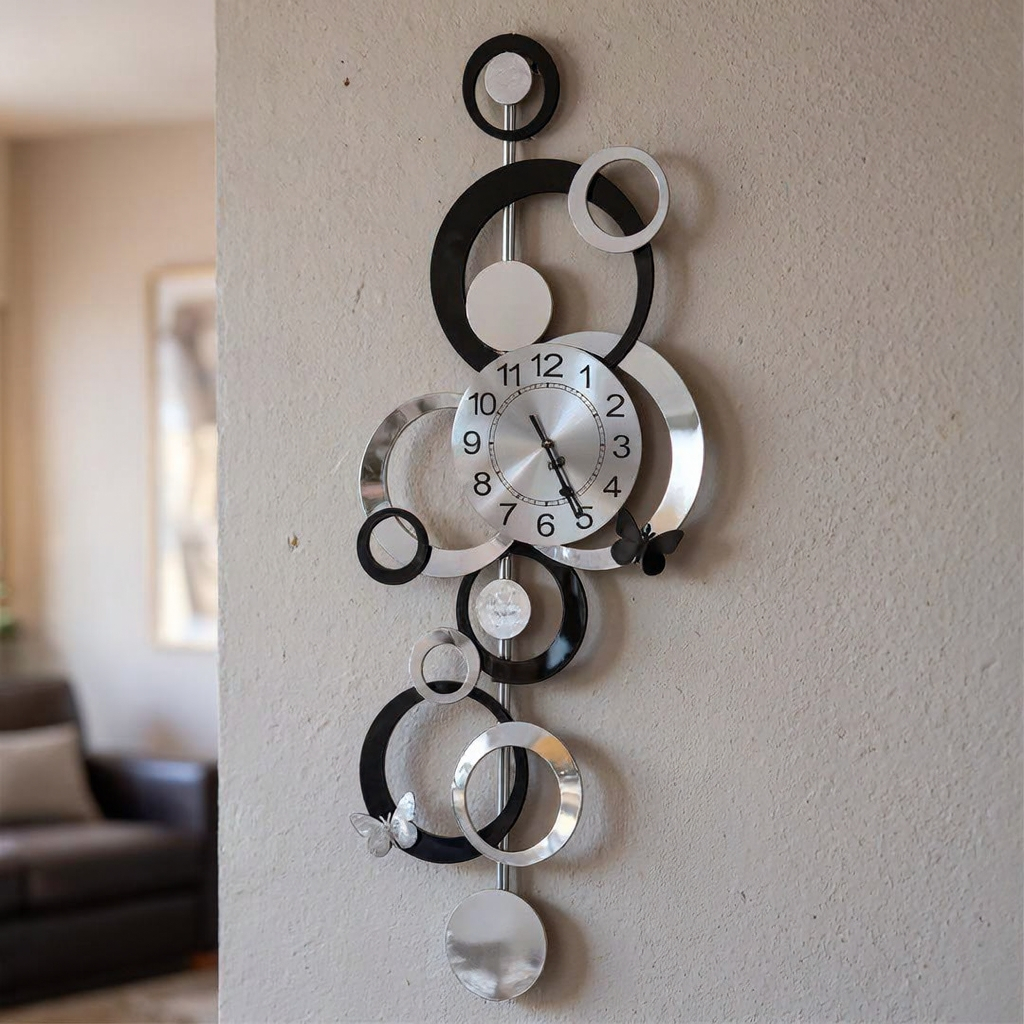 horloge noire miroir verti 1