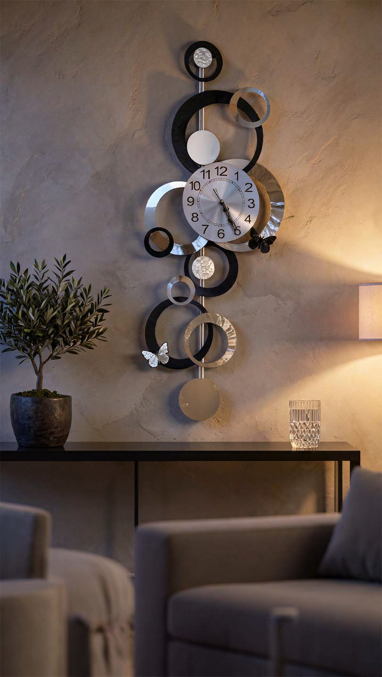 horloge noire miroir verti 4