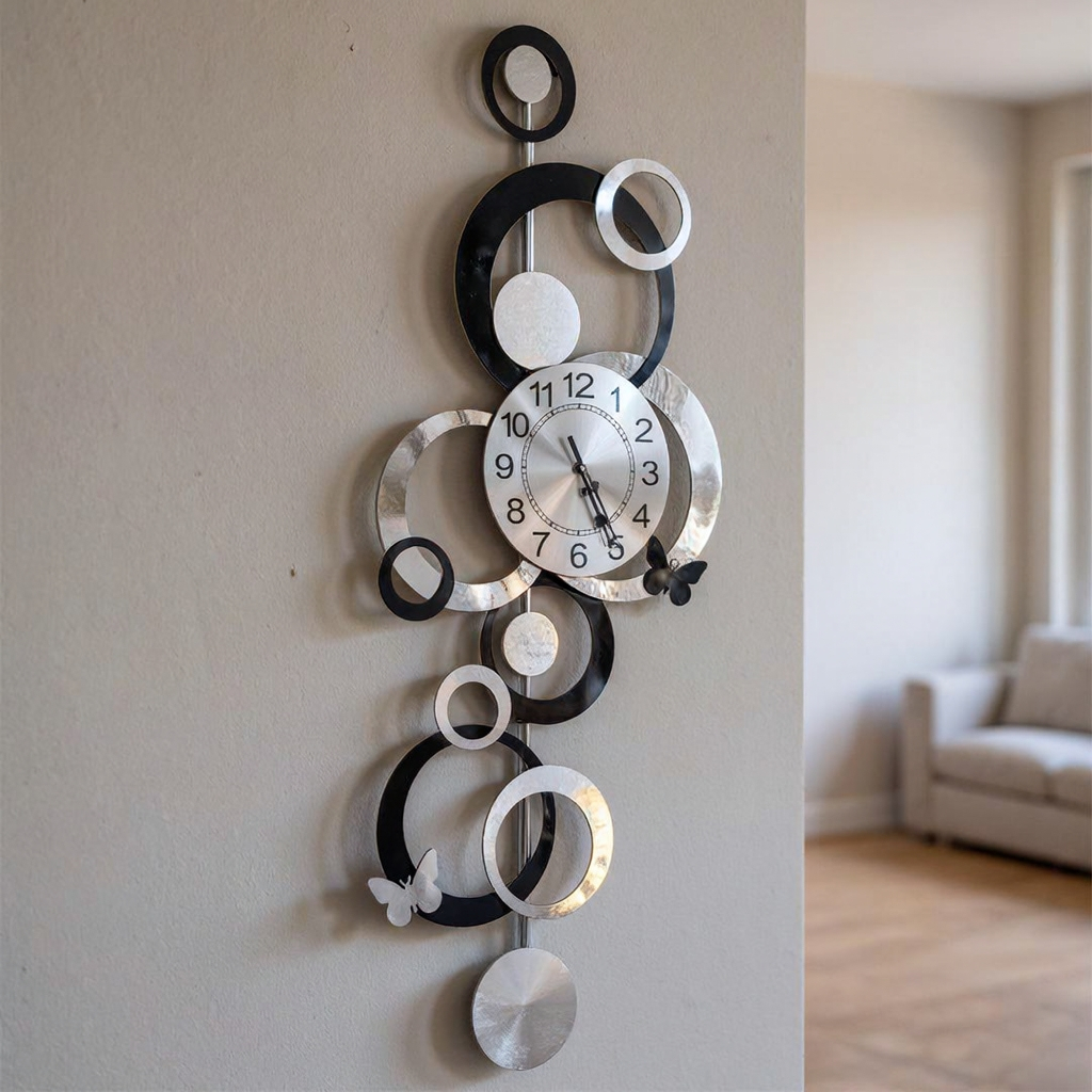 horloge noire miroir verti