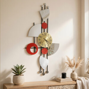 - Horloge rouge miroir verticale