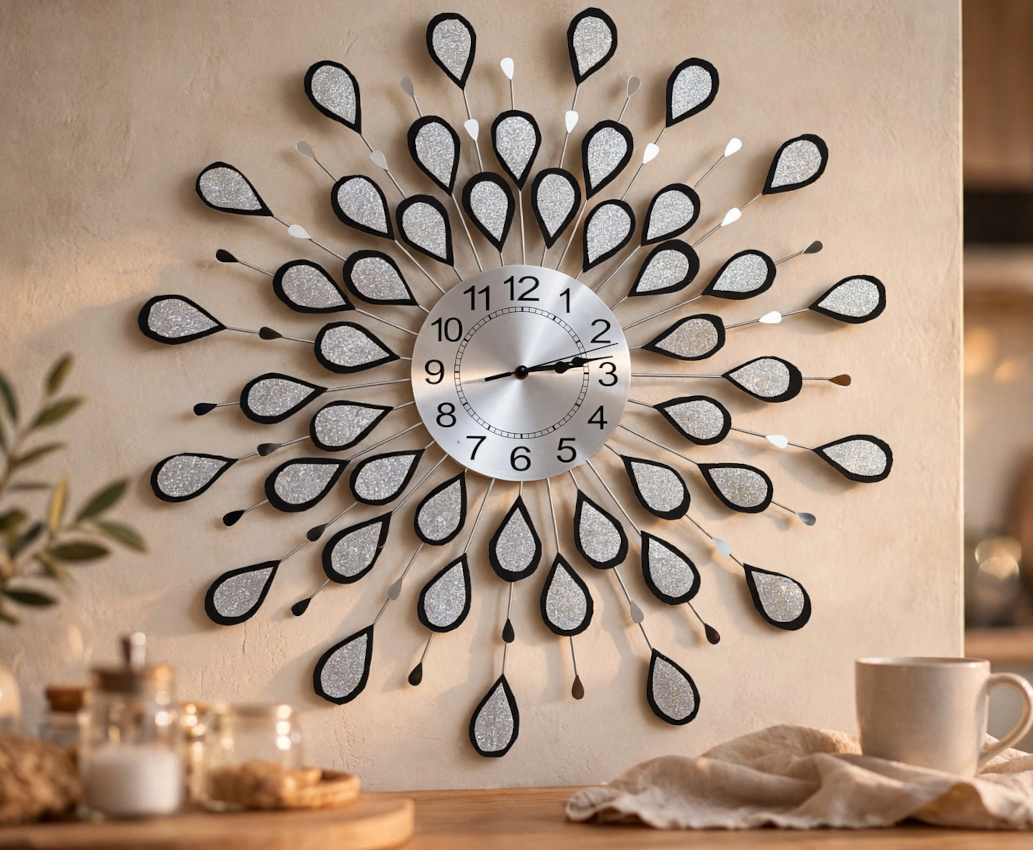 horloge noire argenté pailletée 1