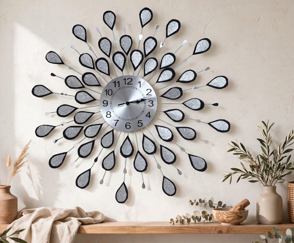 horloge noire argenté pailletée